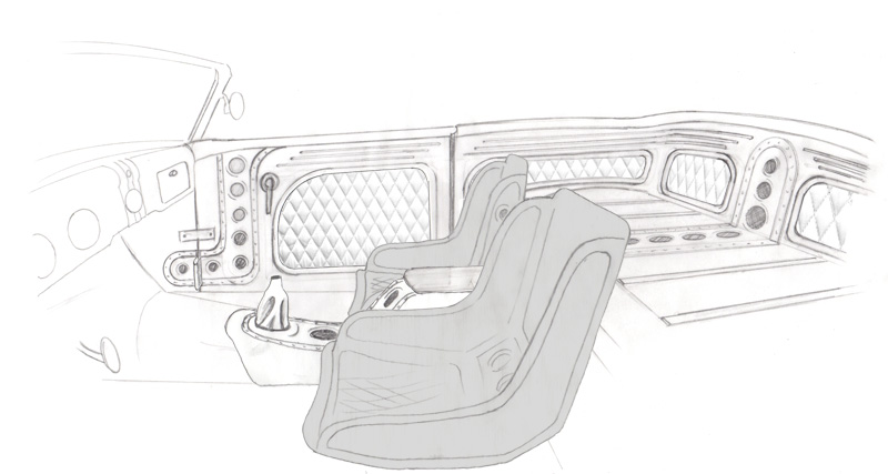 Drawing of 1936 Ford Roadster interior