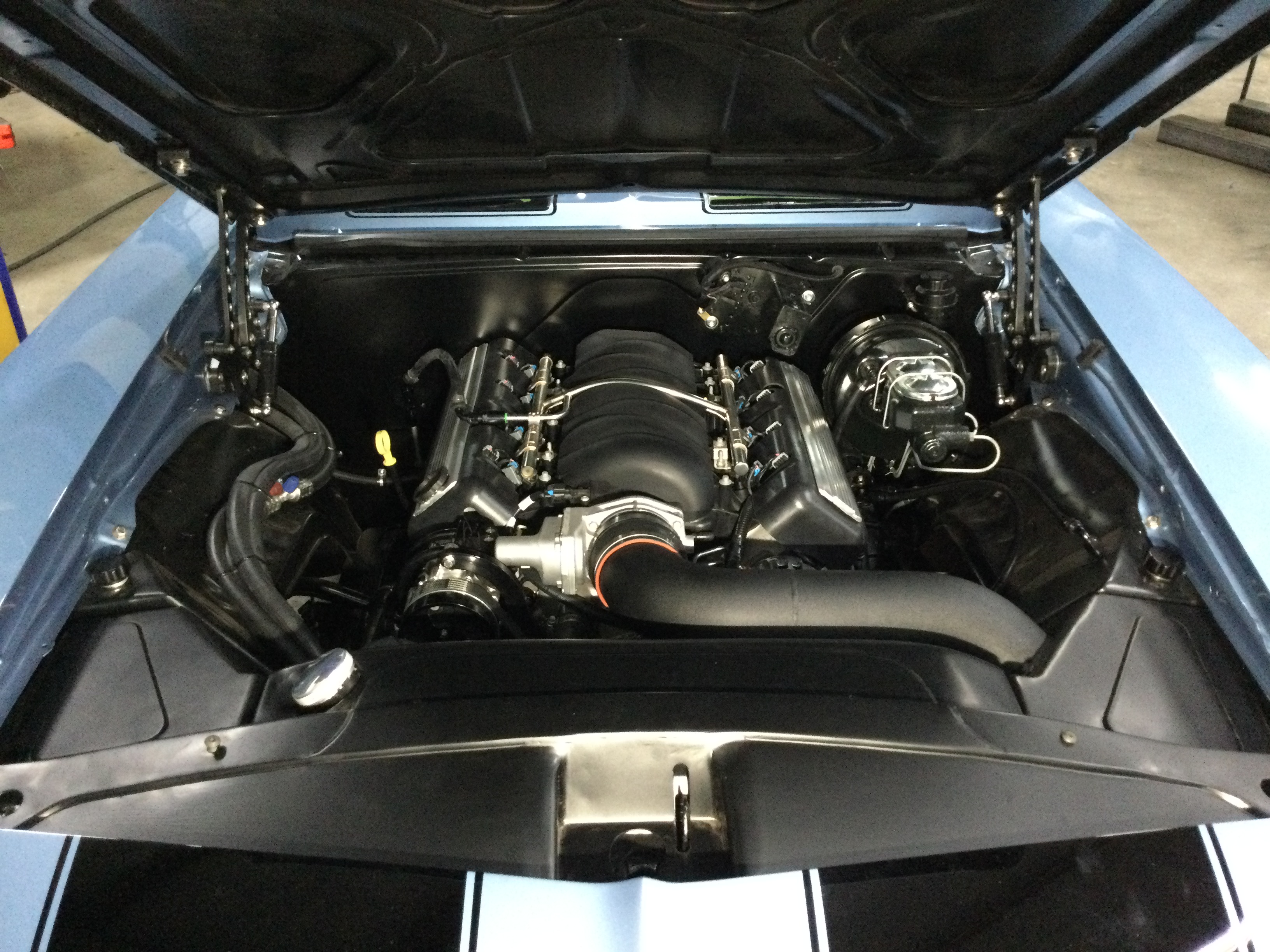 Front view of 1969 Camaro Convertible engine bay