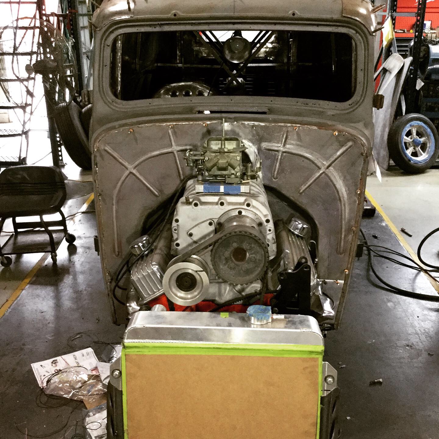 Mocking up the motor for the Willys Gasser