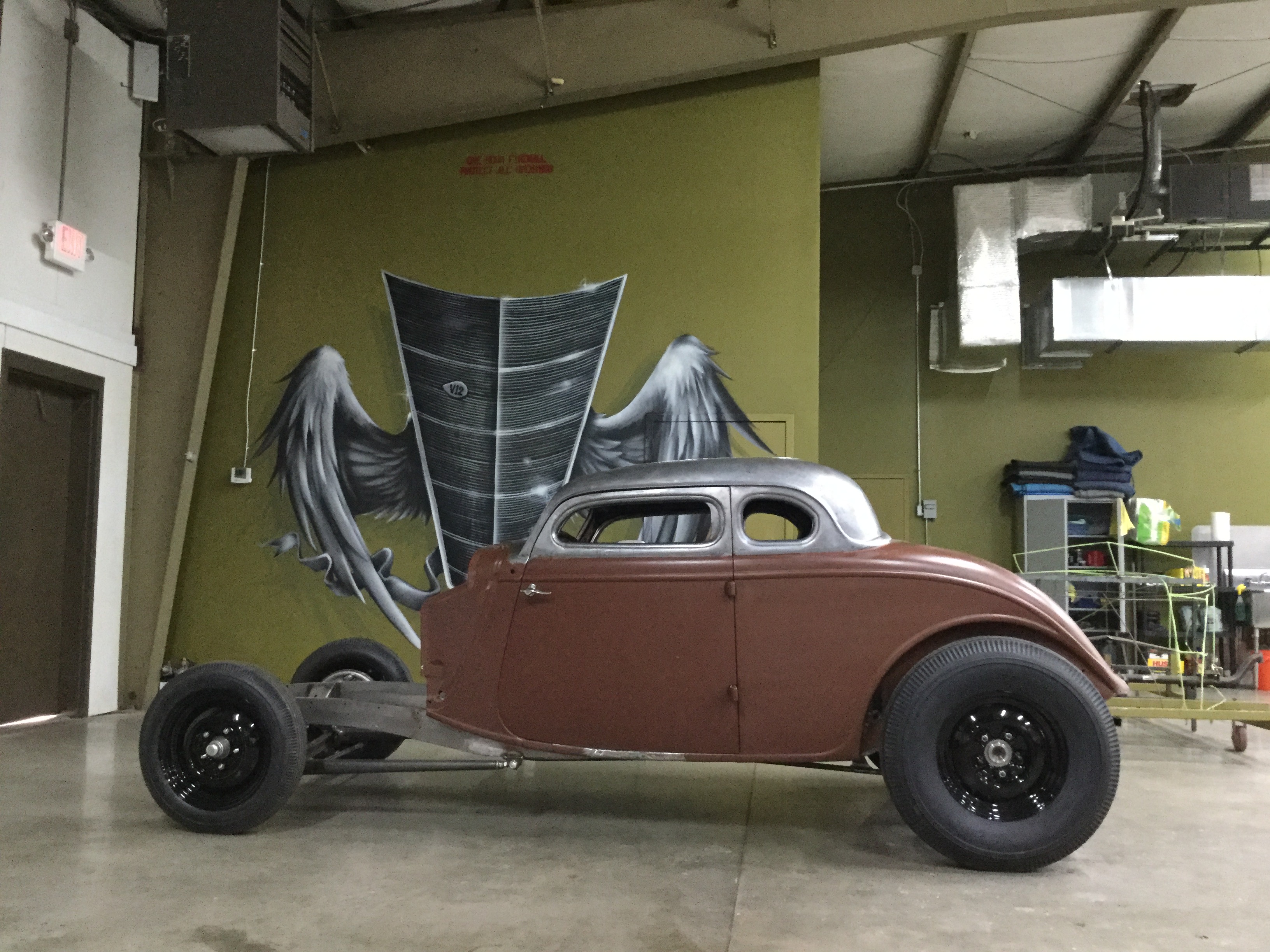 Side view of 1934 5 window coupe completed fabrication.