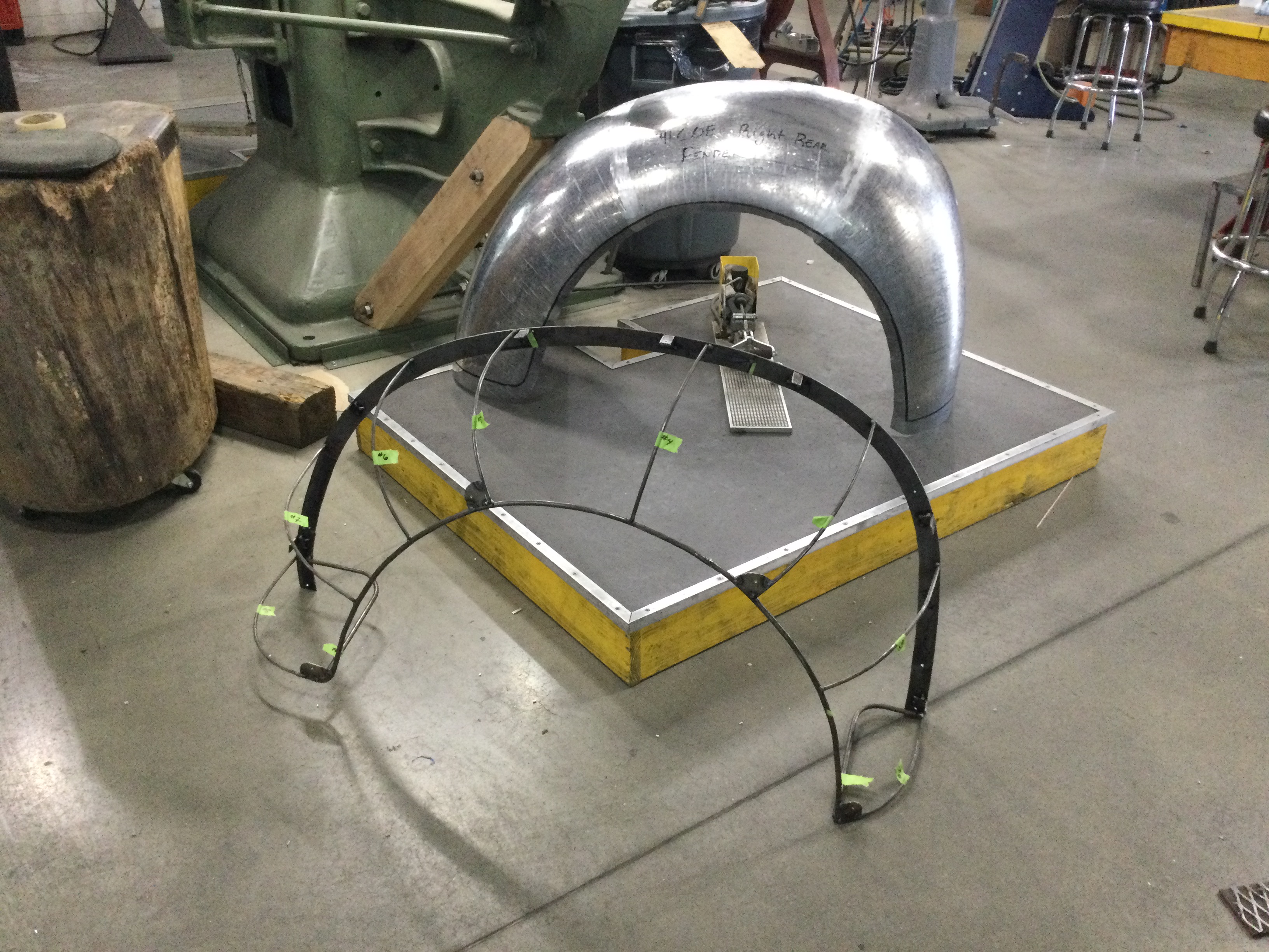 sheet metal forming 1941 Ford COE fenders